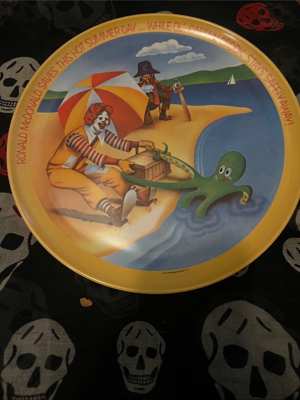 McDonald's Yellow & Blue Ronald McDonald Beach Plate 1977 by Lexington